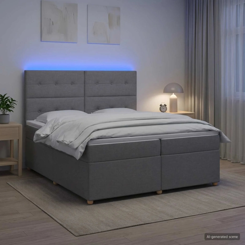 Letto box spring con materasso Grigio Chiaro 200 x 200 cm 3455427