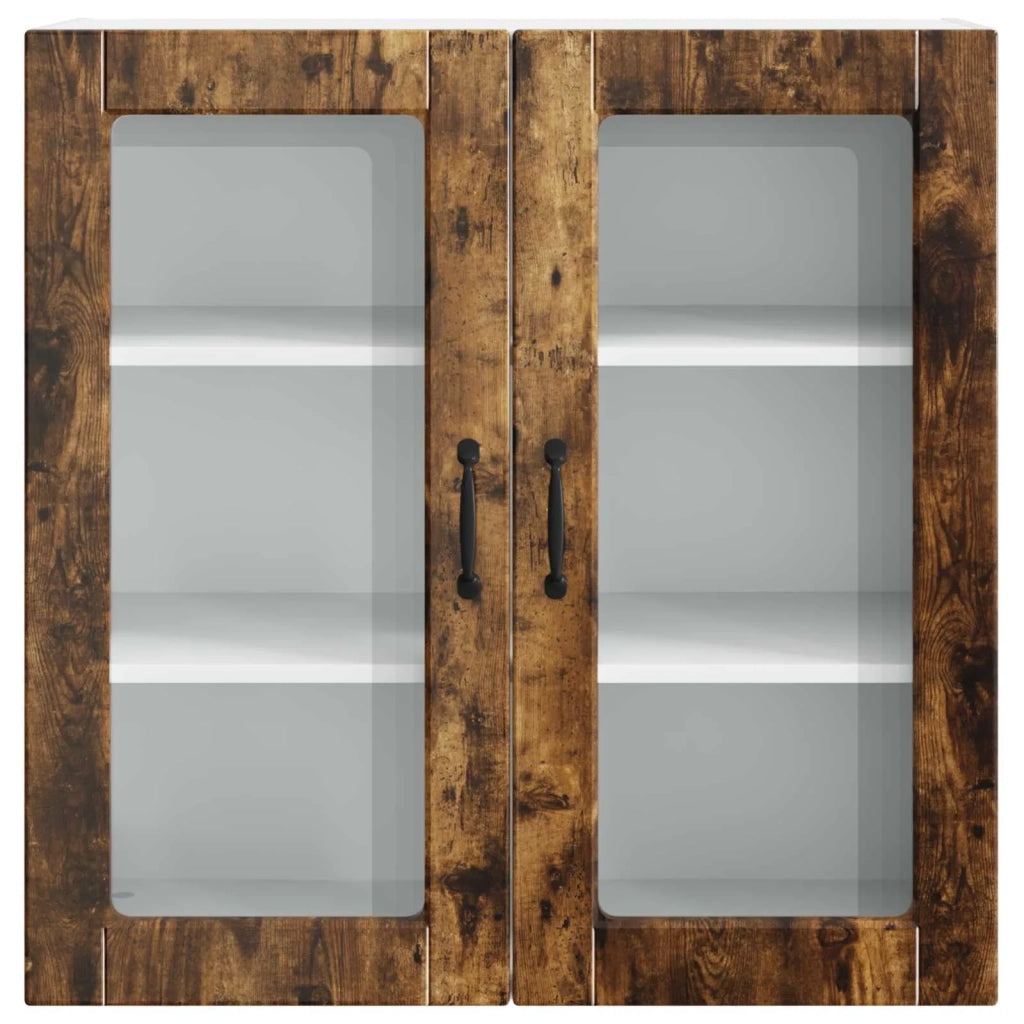 Pensile da cucina | Mobile in vetro da parete PORTO Rovere fum¨¦ 80 x 31 x 80 cm