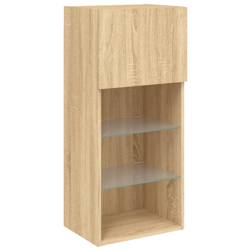 Mobile TV con Luci LED Rovere Sonoma 40,5x30x90 cm 837047
