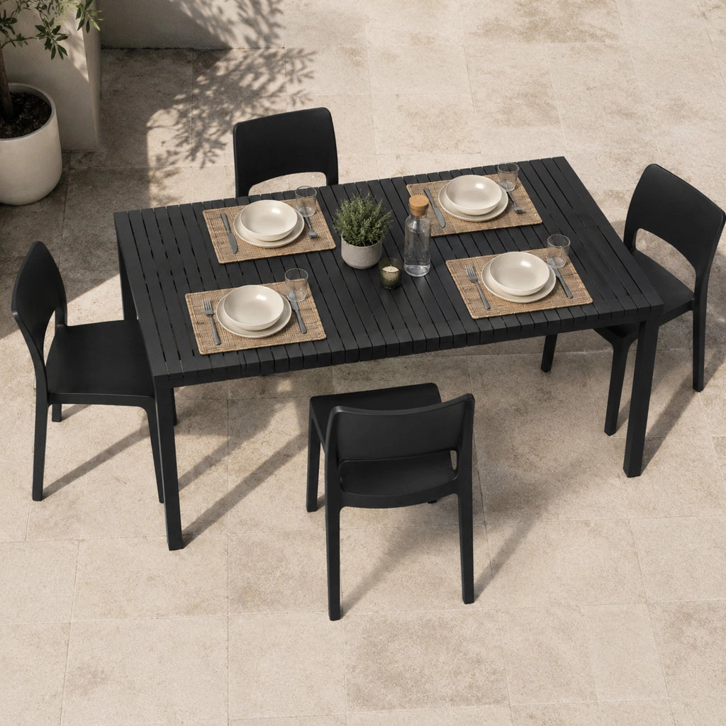 Salottino Outdoor Masisa, set Salotto da Esterno 4 Posti Made in Italy, Nero Antracite