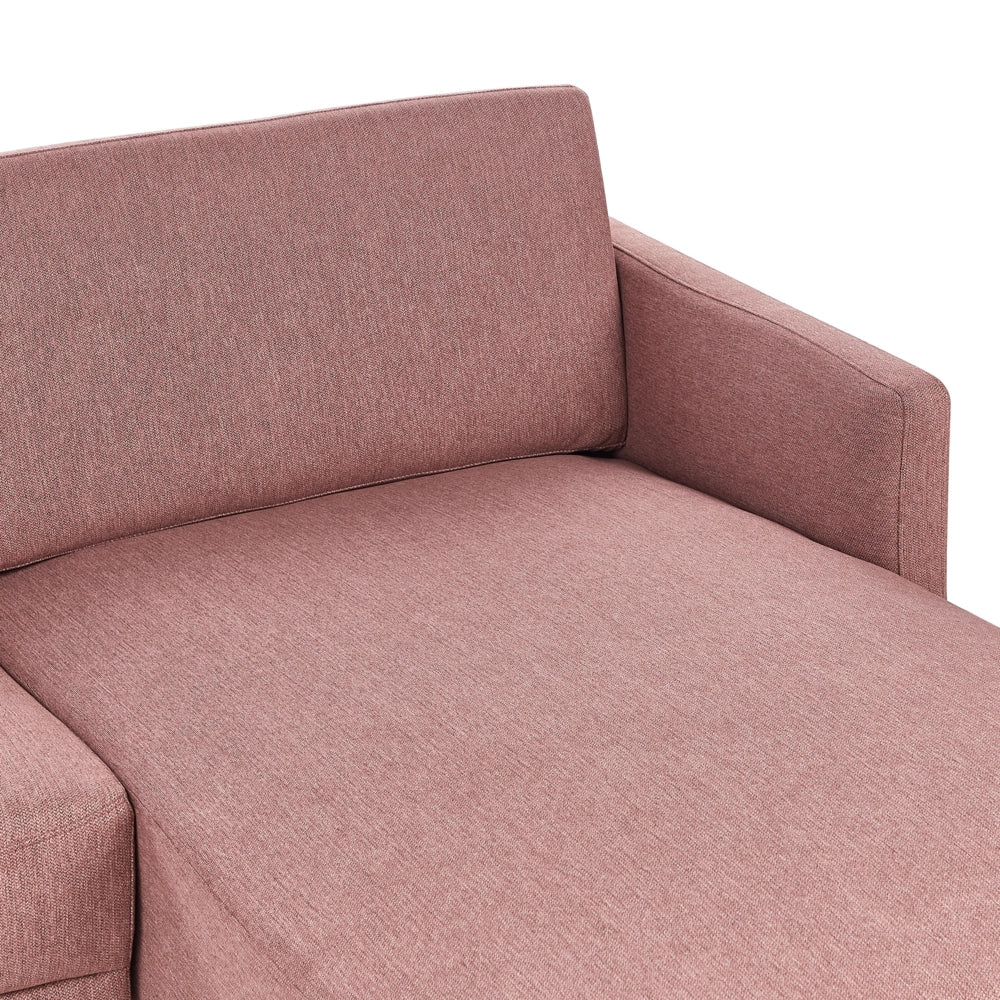 Divano angolare sinistro in poliestere rosa scuro 192 x 155 Divano a 2 posti imbottito con gambe in metallo, tessuto e schienale imbottito, moderno e minimalista