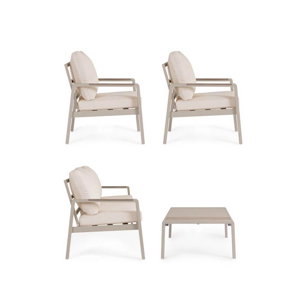Set da 4 pezzi salotto da esterno in alluminio con cuscini - NOLIRA