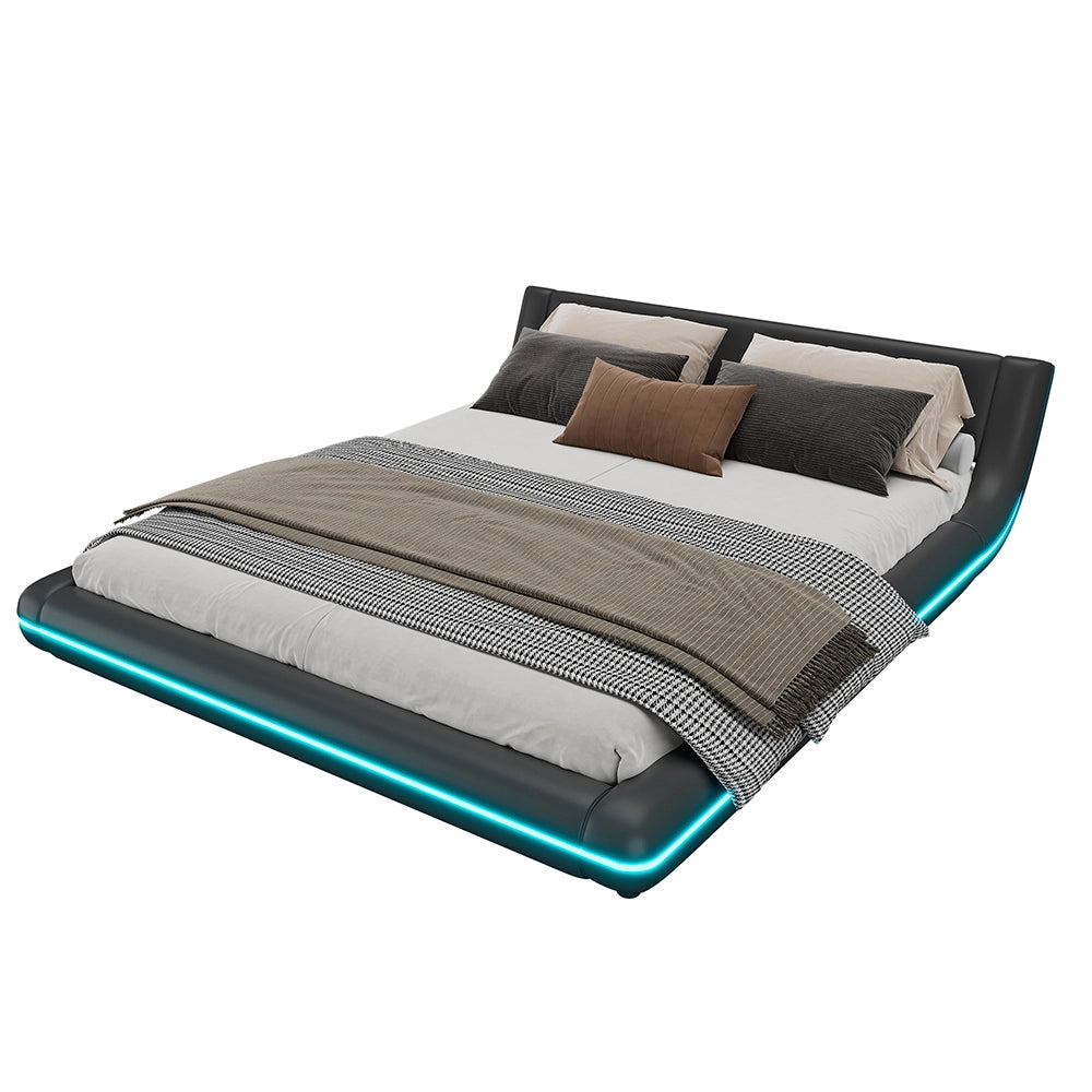 Letto a LED - Xylo - 160x200 cm - Nero - Illuminazione integrata