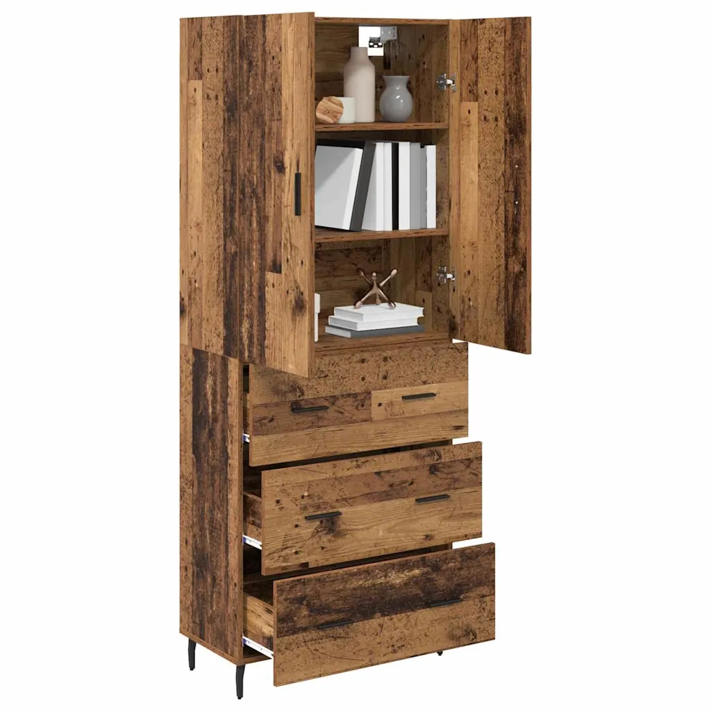 Credenza 2 pcs Legno vecchio Legno Stratificato e Vetro