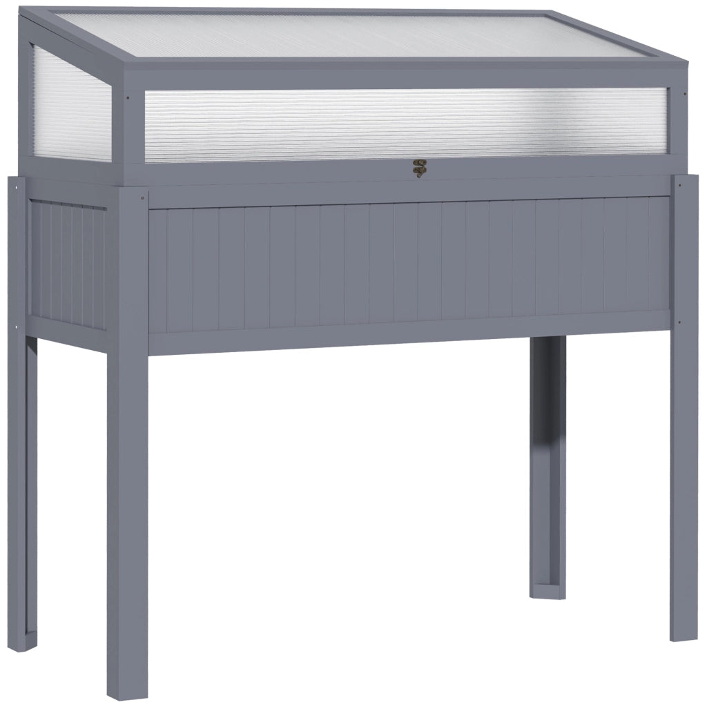 Hochbeet 2-in-1 con serra ¨C zephmum ¨C Polycarbonat Grigio 120x54x112/122 cm