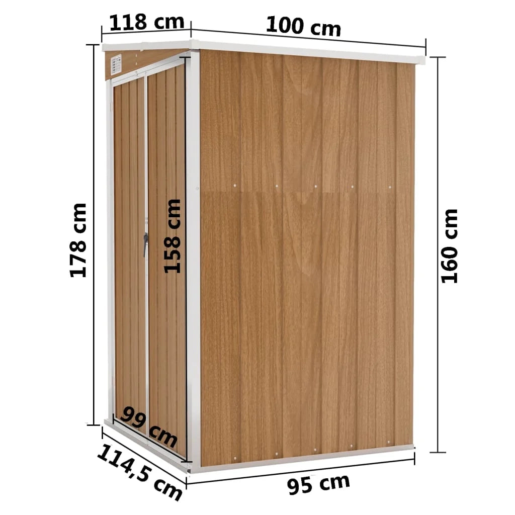 Casetta da giardino a parete 118 x 100 x 178 cm acciaio zincato marrone 02_0044057