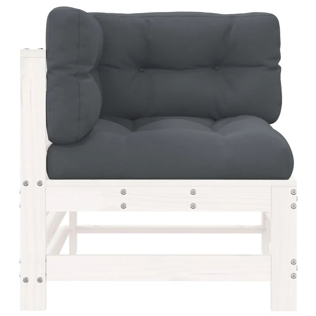 Divano componibile-Divani Angolari con Cuscini 2 pz Legno Massello di Pino Bianco 868790