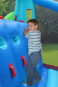 Gonfiabile per Bambini Triplo Scivolo Racing Arrampicata e Rimbalzo Multicolore