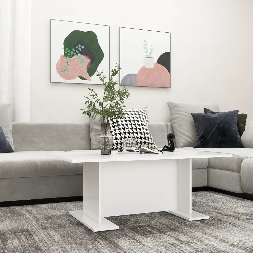Tavolino da Salotto-Tavolino da soggiorno-Tavolo Bianco 103,5x60x40 cm in Legno Multistrato