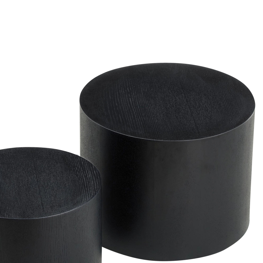 Set di 2 tavolini da caffè ad incastro in MDF nero
