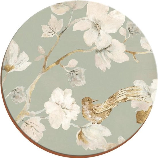Set di piatti per tavola premium a forma rotonda con uccello e anatra, con supporto in cura del legno, da 4 pezzi