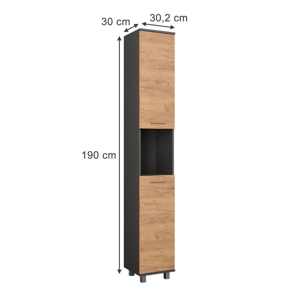 Vicco Mobile alto Antracite/quercia dorata 30.2 x 190 cm con 2 porte