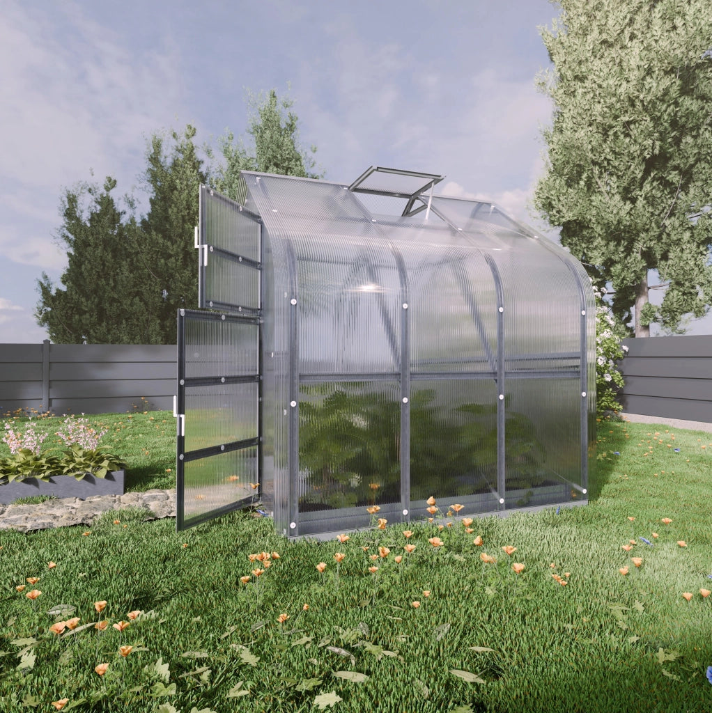 Serra da giardino KLASIKA Standard 5m2, 2,5m x 2m, 4 mm avec revêtement en polycarbonate (avec 1 toit ouvrant automatique)