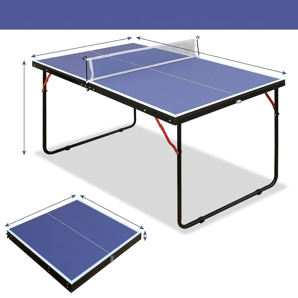 Tavolo da Ping Pong Pieghevole 137;2×76;2×66 cm con Rete; 2 Racchette e 3 Palline; Portatile Blu