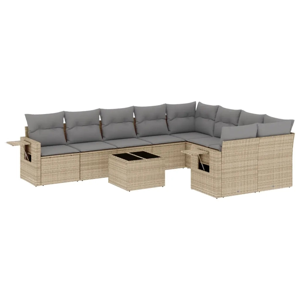 Set Divano da Giardino 10 pz con Cuscini Beige in Polyrattancod mxl 112868