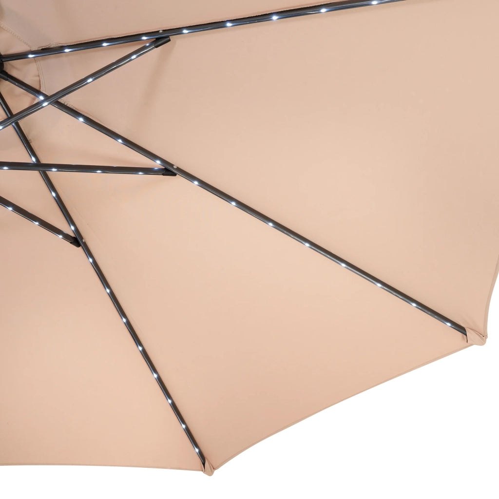 Ombrellone LED Inclinabile 2,7m Beige da Giardino con Luci Solari