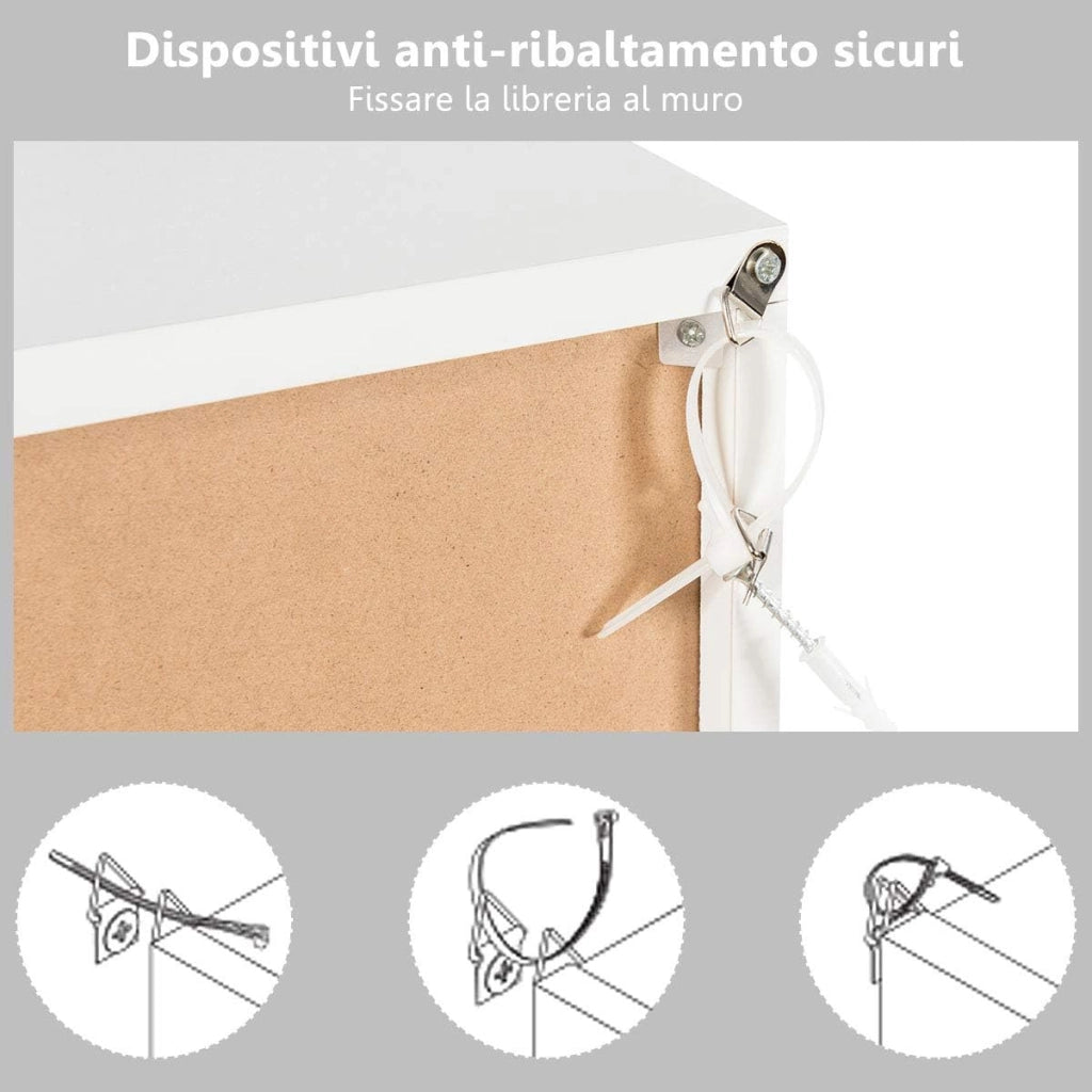 Armadietto Libreria a 3 Livelli con Scomparti, Espositore per Libri e Giocattoli, per Salotto Camera da Letto e Soggiorno 60 x 29 x 90 cm
