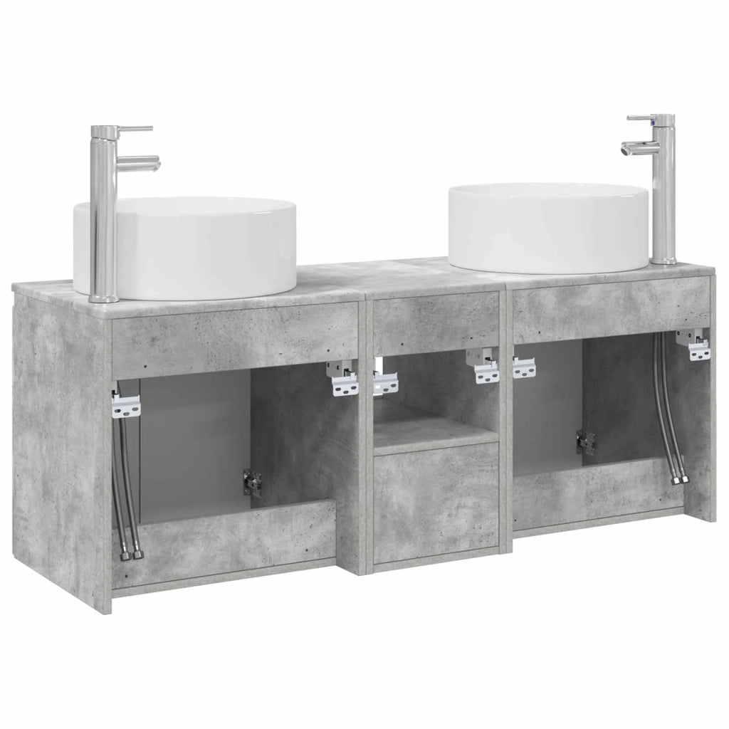 Set di Armadi da Bagno 3 pz Grigio Cemento 3405740