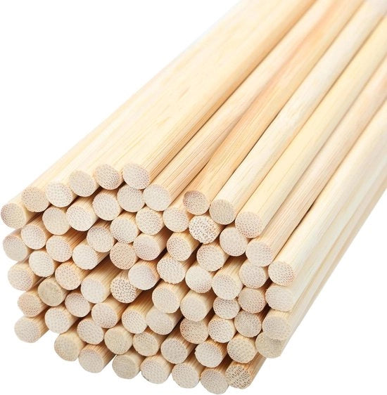 Bamboe Deuvel Staven 30 cm - Extra Lunghe Stanghe in Legno Non Lavorato - Deuvel Forti per Lavorazione del Legno, Arti e Hobby DIY