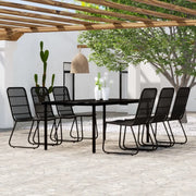 Set da Pranzo per Giardino 7 pz con Cuscini Nero 3099171