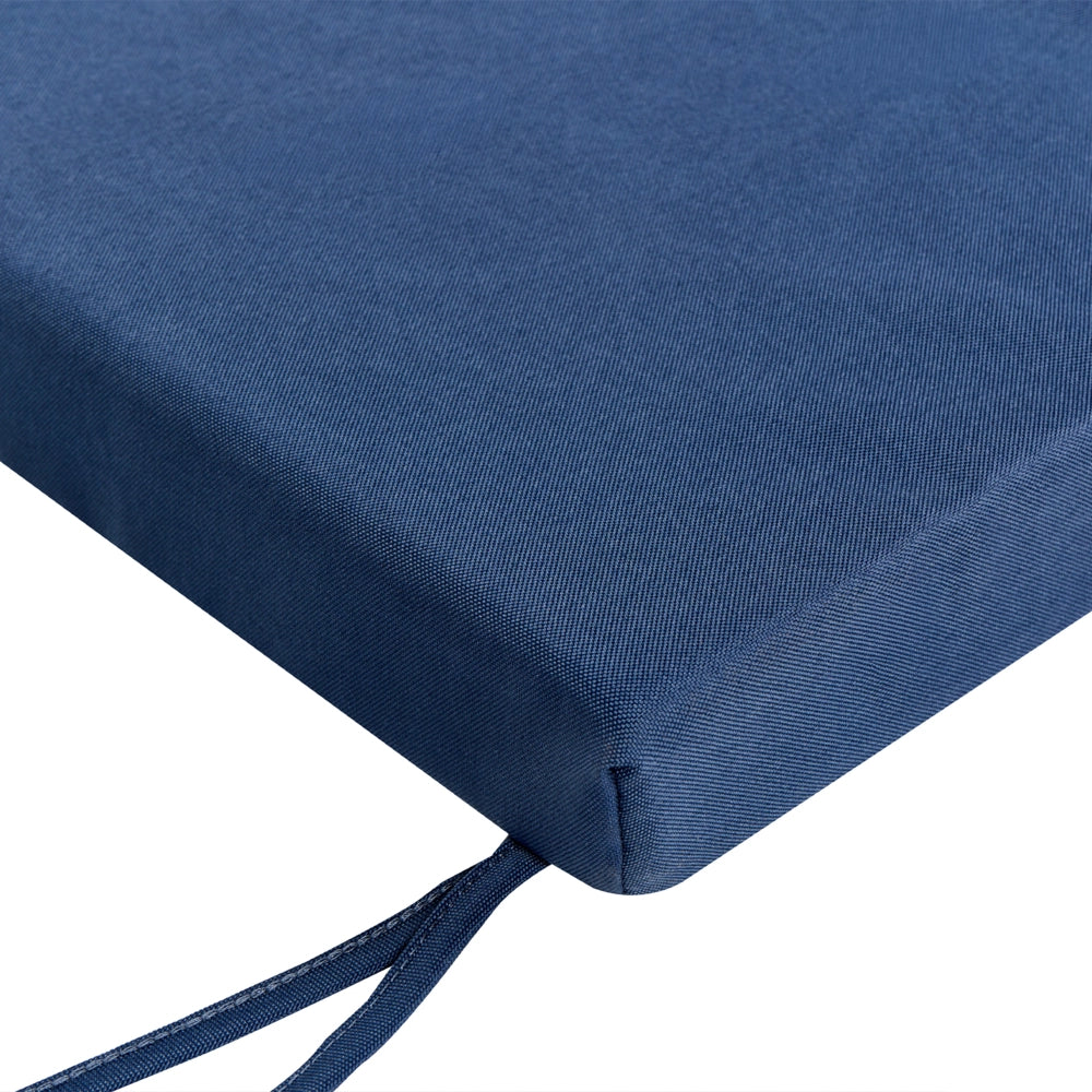 Cuscino per panche da esterno con lacci e rivestimento sfoderabile in tessuto blu con lacci, resistenti ai raggi UV e idrorepellenti