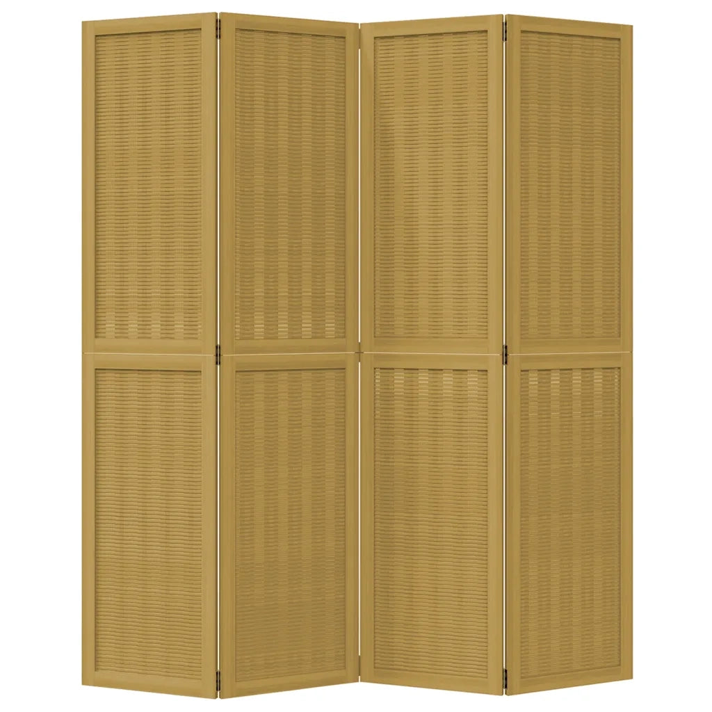 Divisorio Ambienti 4 Pannelli Marrone Legno Massello Paulownia 358818