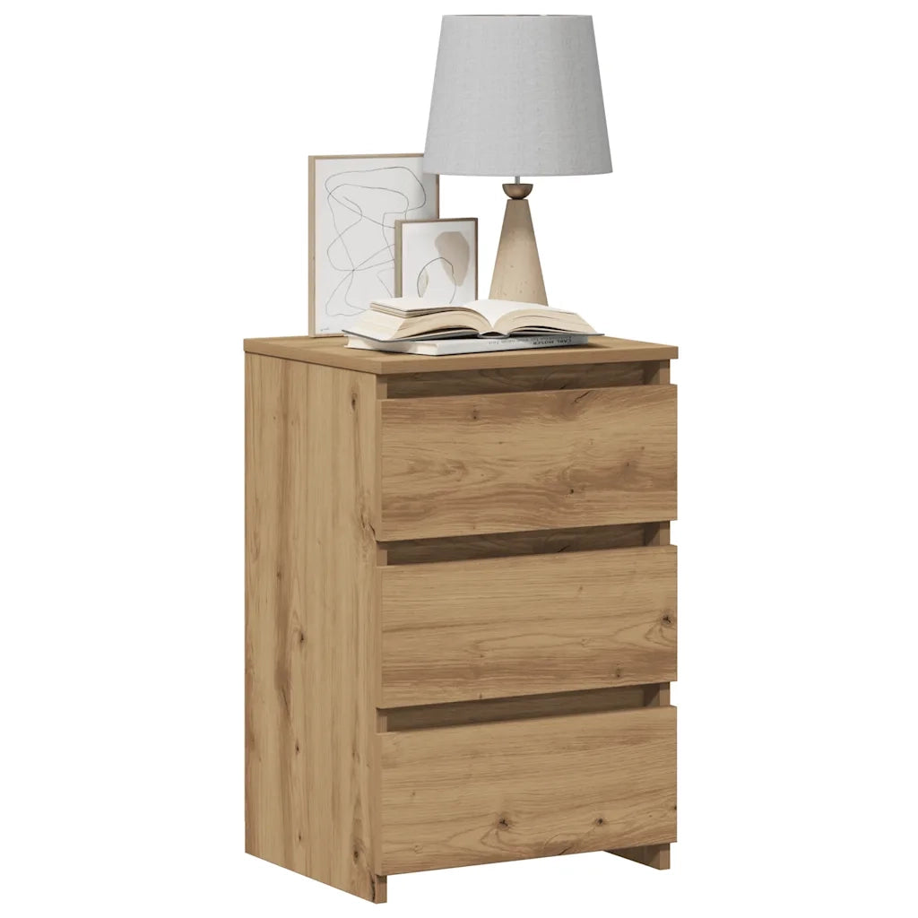Comodino | Armadio da Notte | Mobiletto da notte Rovere Artigianale 40x35x62,5 cm in Legno Multistrato
