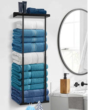 Organizzatore di Asciugamani Senza Fori - Organizzatore per la Bagno - Organizzazione della Bagno - Lunghezza Adattabile - 38-75 cm - Nero