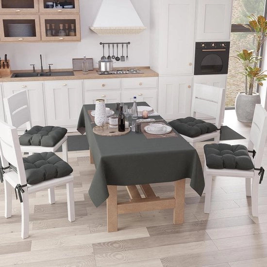 Tavolo in cotone effetto quadrato - tovaglia da cucina elegante - grigio fumo - 140 x 180 cm - 100% Made in Italy