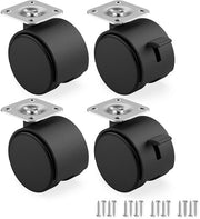 Set di 4 ruote per mobili 30 mm - Ruote inclinabili con freno fino a 10 kg per ruota - Ruote inclinabili per mobili da interni - Ruote di trasporto con bassa resistenza di rotolamento
