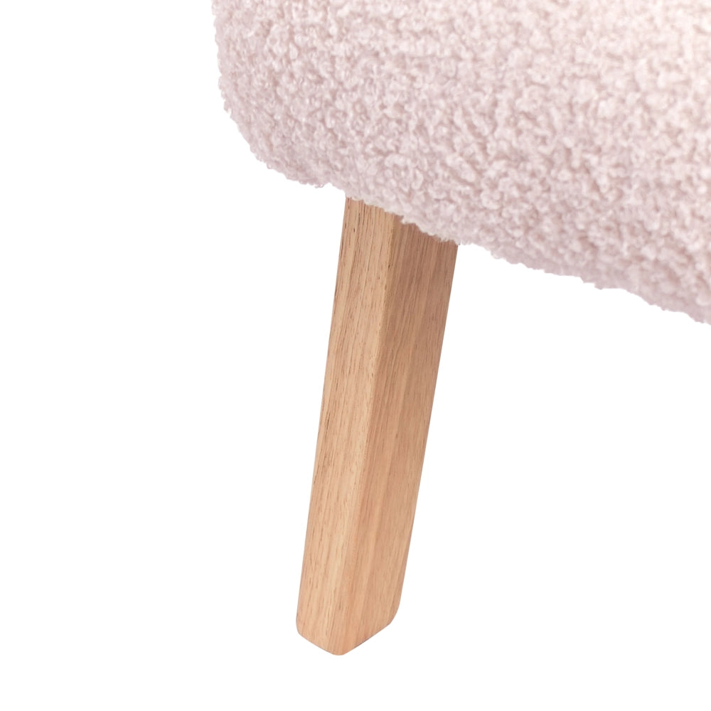 Poltrona per bambini con gambe in legno Rosa pastello cemeretta