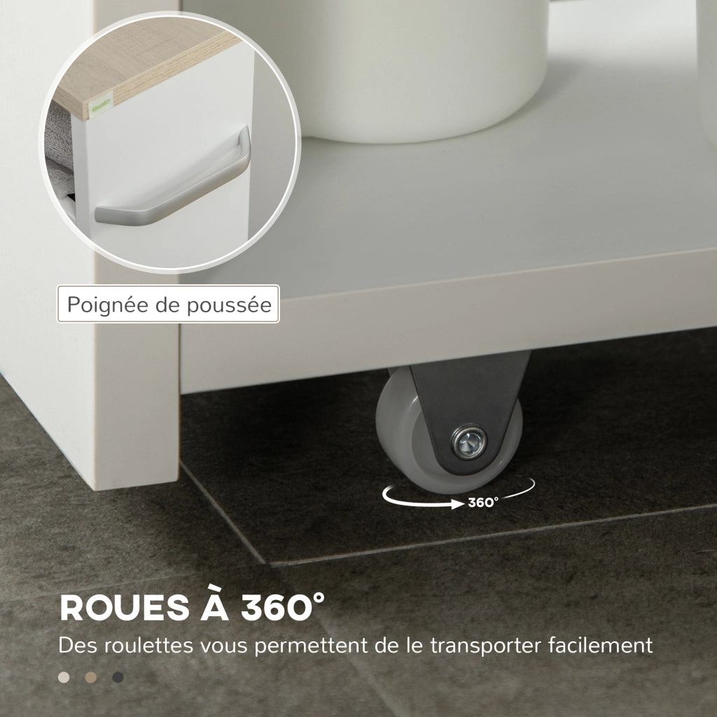 Carrello a 3 livelli ¨C zephmum ¨C 48x15x80 cm bianco