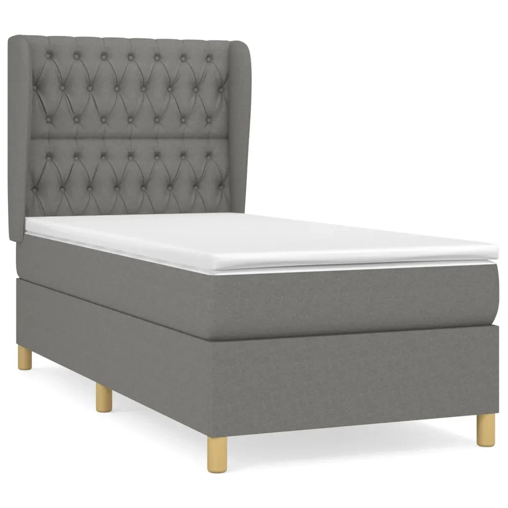 Giroletto a Molle con Materasso Grigio Scuro 90x200 cm Tessuto 3128734