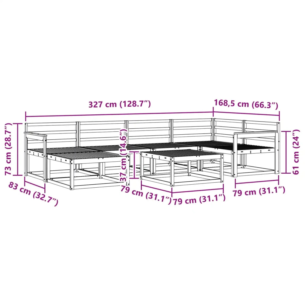 Set di divani da esterno 7 pcs Bianco Legno di Acacia Massello 3386713