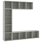 Set Mobili Libreria/Porta TV 3 pz | Armadietto TV | Mobile Porta TV Grigio Cemento 180x30x180 cm