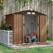 RIPOSTIGLIO DA GIARDINO 213x130x185 cm Acciaio Marrone 2 porte scorrevoli