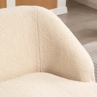 Divano 2 Posti Divano in Tessuto di Bouclé, 142 cm con Schienale e Seduta Curvi, Nessun Montaggio Richiesto, Beige