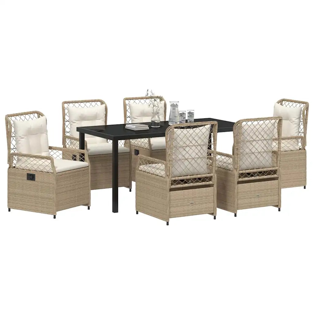 Set da Pranzo per Giardino 7 pcs Beige e Bianco Crema 3381013