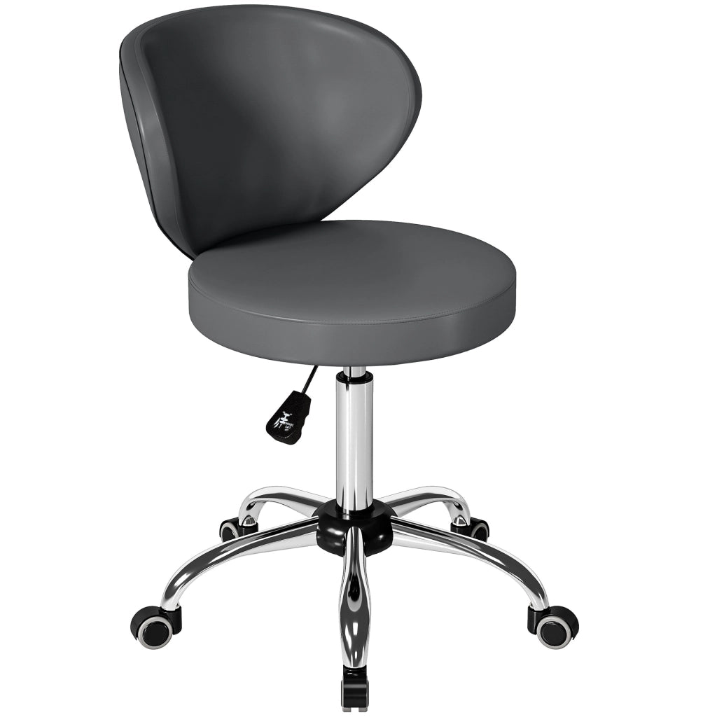 Sgabello da massaggio regolabile con rotelle e schienale ¨C zephmum ¨C grigio similpelle 73-88 cm