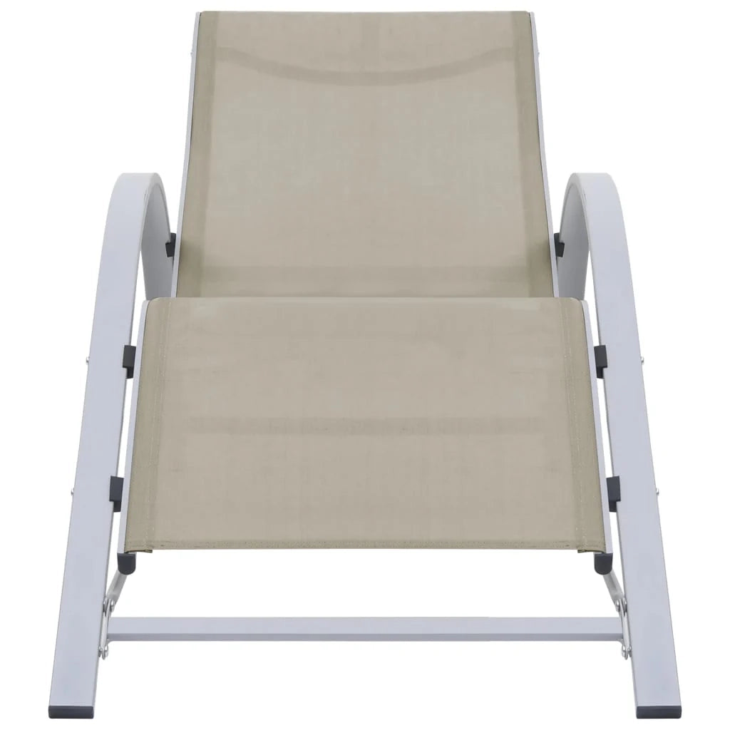 Set di 2 lettini prendisole sedie a sdraio lettini prendisole aiuole da giardino mobili da giardino con tavolo alluminio crema 02_0012073