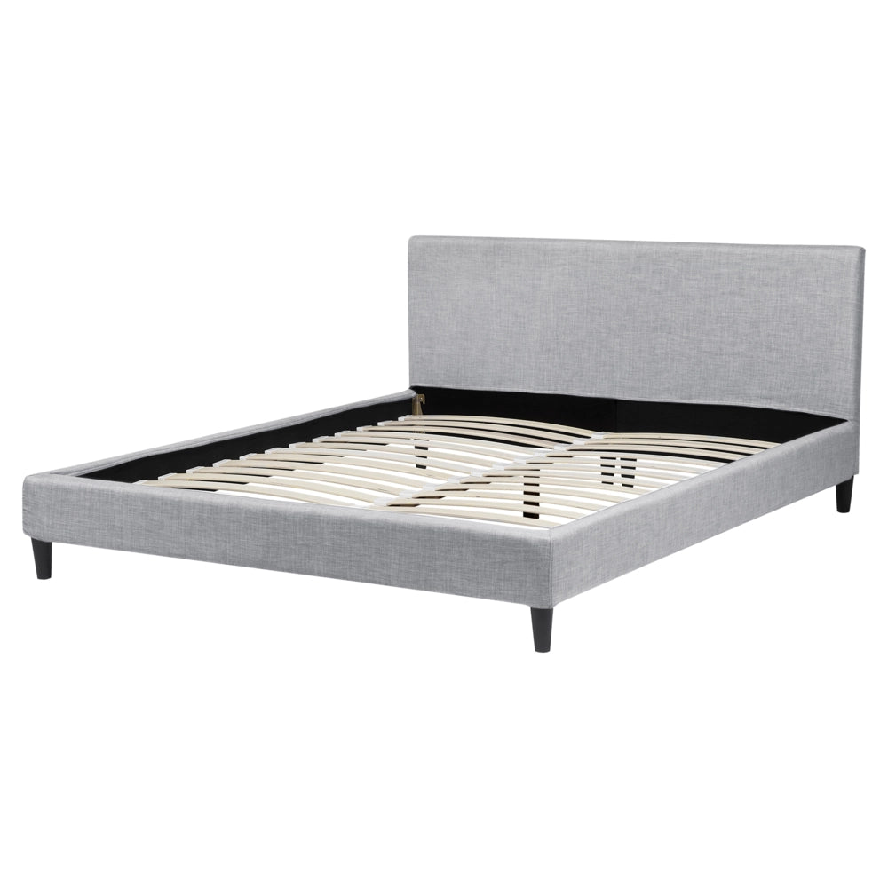 Letto 160 x 200 cm con rete a doghe in tessuto grigio con LED bianco contemporaneo