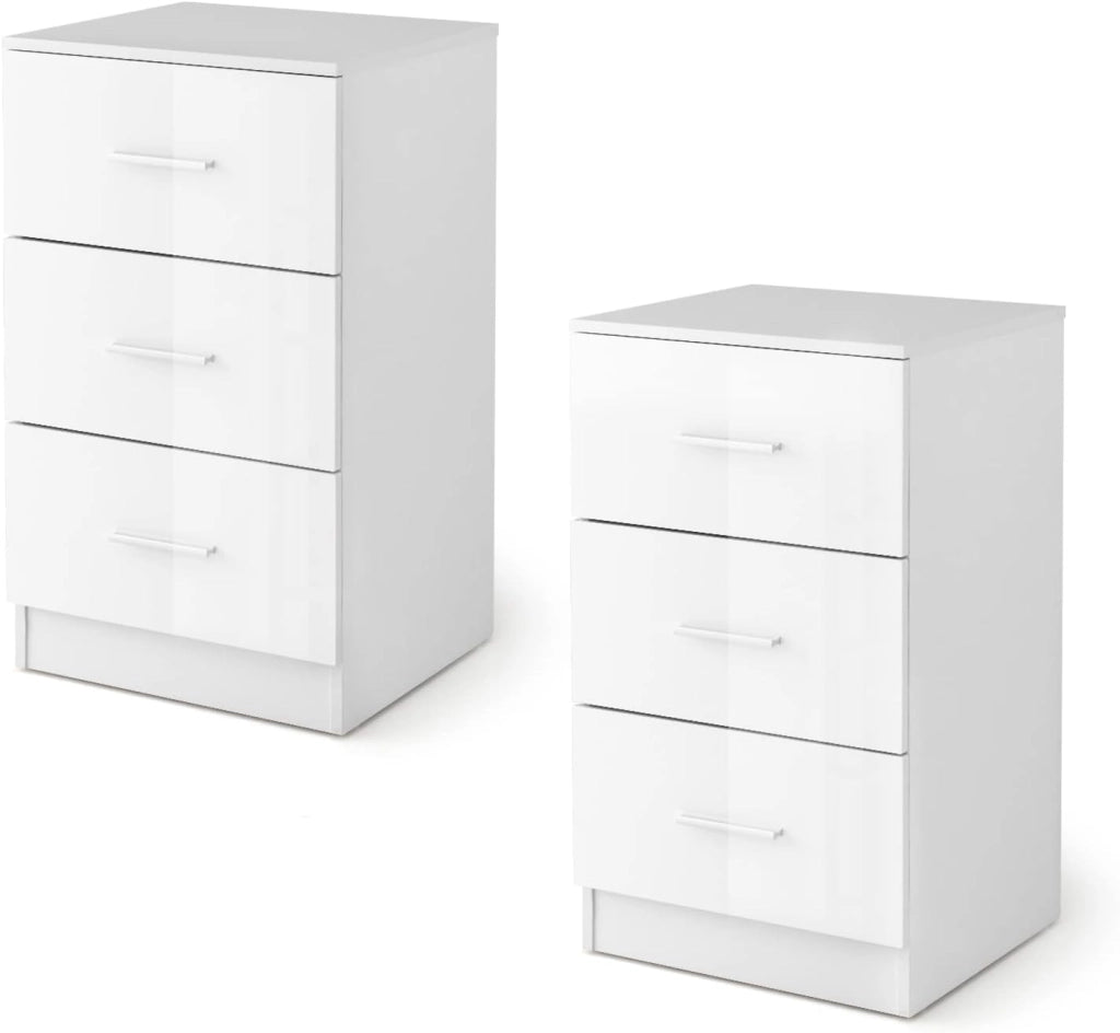 Comodino con 3 cassetti, comodino in legno, tavolino piccolo, cassettiera per camera da letto, ufficio, 37 x 34 x 66,5 cm (1, grigio)