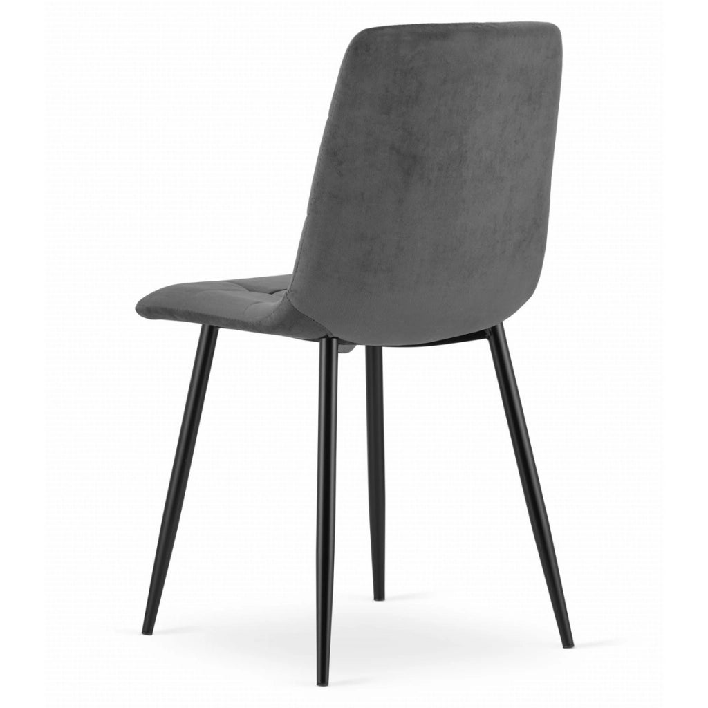 Sedia Kara in velluto grigio scuro con gambe in metallo
