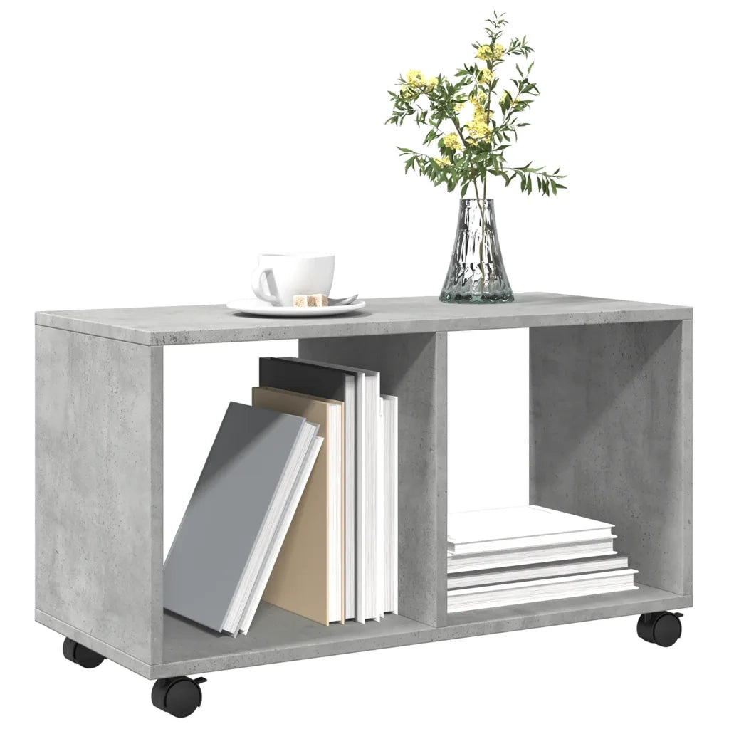 Mobiletto con Ruote Grigio Cemento 72x33x42,5 cm in Truciolato
