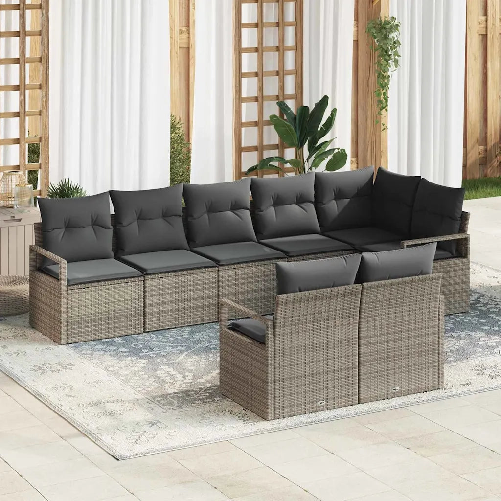 Set di divani 8 pcs Grigio polyrattan