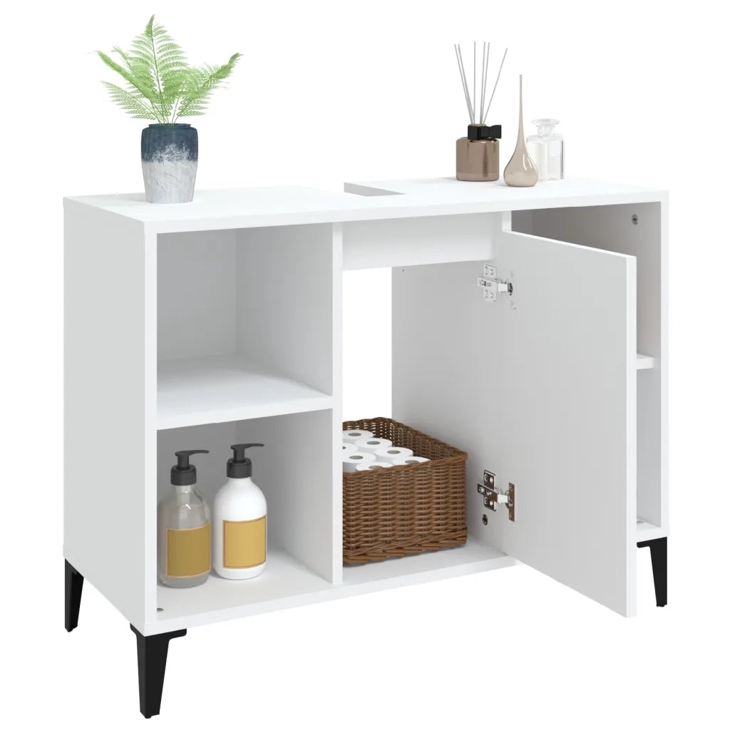 Mobile Lavabo-Armadietto da bagno Bianco 80x33x60 cm in Legno Multistrato 558280