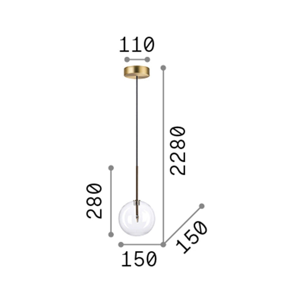 Sospensione Contemporanea Equinoxe Metallo Cromo 1 Luce 2W 3000K D15Cm