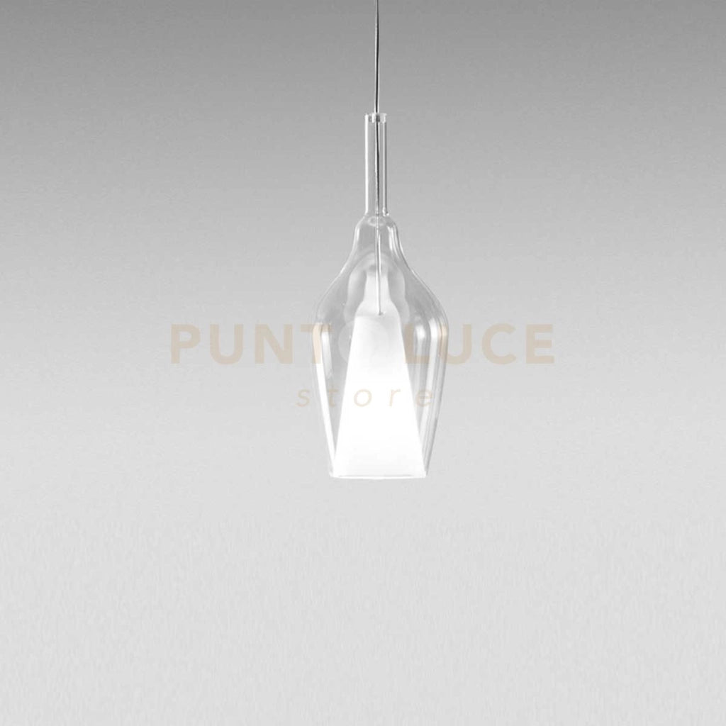 OFELIA S/12 MINI - VETRO  TRASPARENTE E PORTALAMPADA BIANCO 1 LUCE ATTACCO G9 CAVO TRASPARENTE SENZA BASE DI ATTACCO D.13CM H.33M