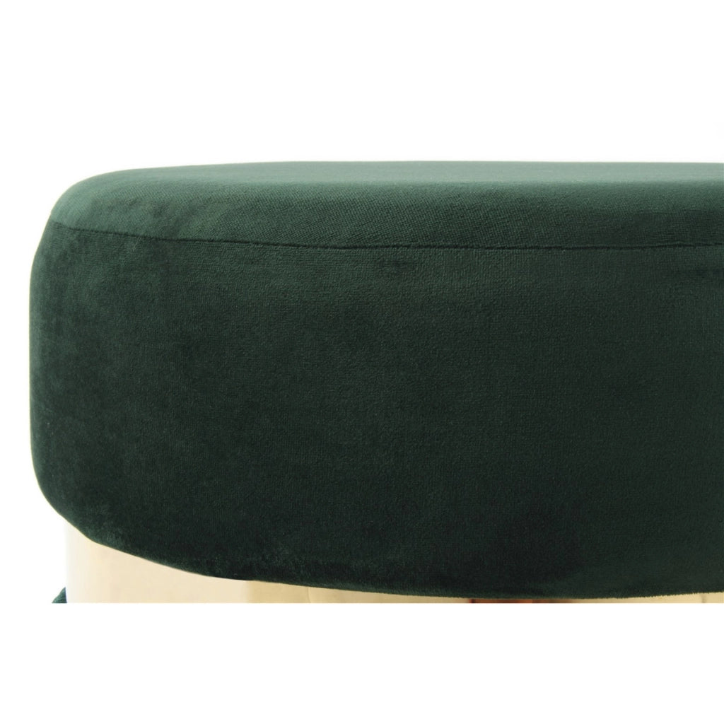 Pouf di design Rebecca con frange e anello dorato verde