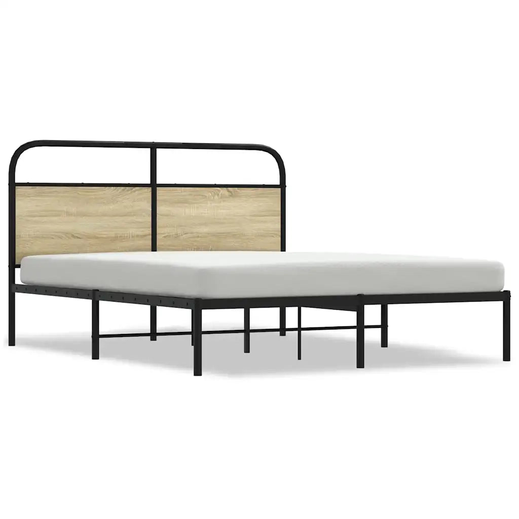 Letto matrimoniale | Letto per adulti | Giroletto senza Materasso Rovere Sonoma 150x200cm in Truciolato
